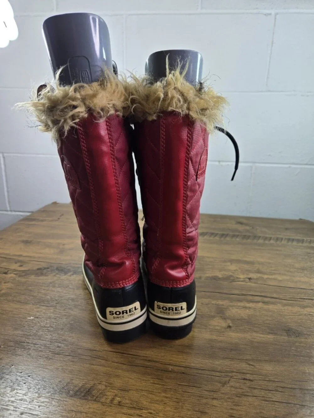 Sorel Joan of Arctic Red Quilted Faux Fur Waterproof Insulated Winter Snow Boots